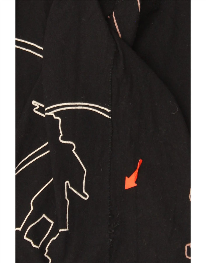 Desigual Femme Barcelona Graphic Top Manches Longues UK 12 Coton Noir Moyen