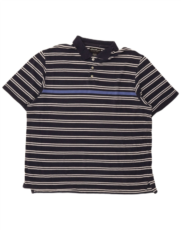 Eddie Bauer Polo Homme 2XL Bleu Marine Rayé Coton