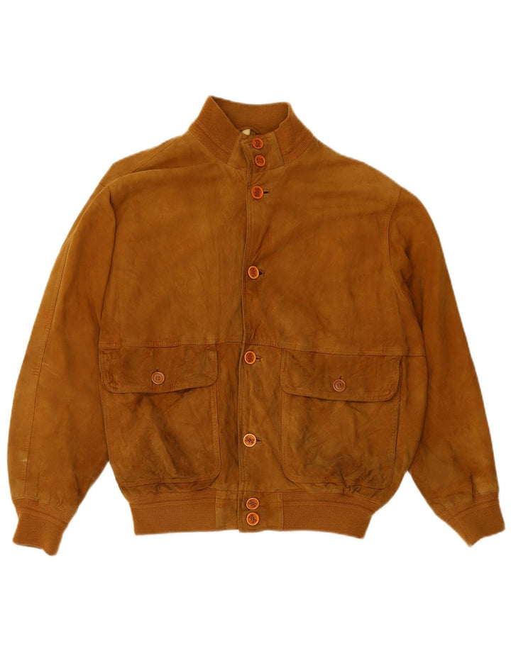 FABIO D Veste Bomber en Daim pour Homme UK 40 Grand Cuir Beige