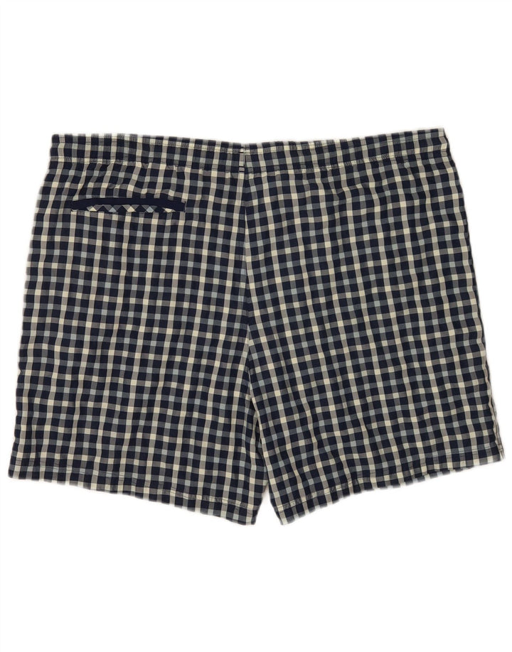 Adidas Short de bain régulier pour homme en polyester à carreaux bleus