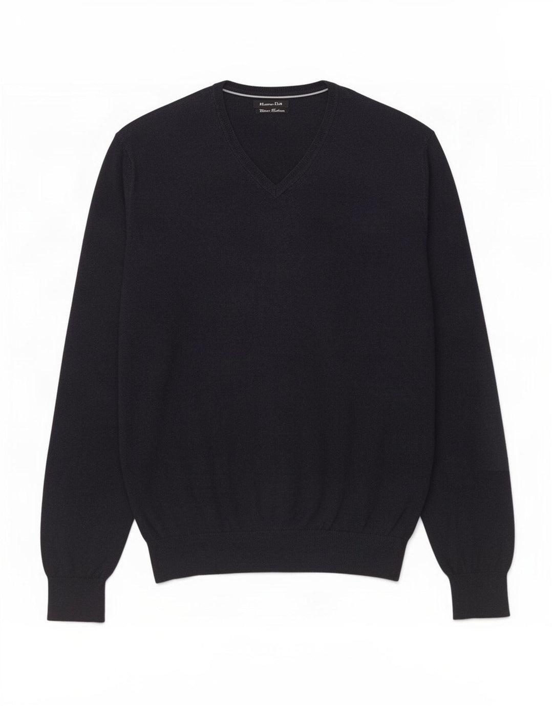 Massimo Dutti Pull col V Homme Bleu Marine Moyen Coton