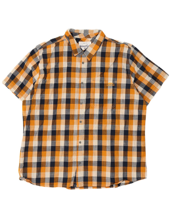 Weird Fish Chemise à manches courtes pour homme 2XL en coton vichy orange