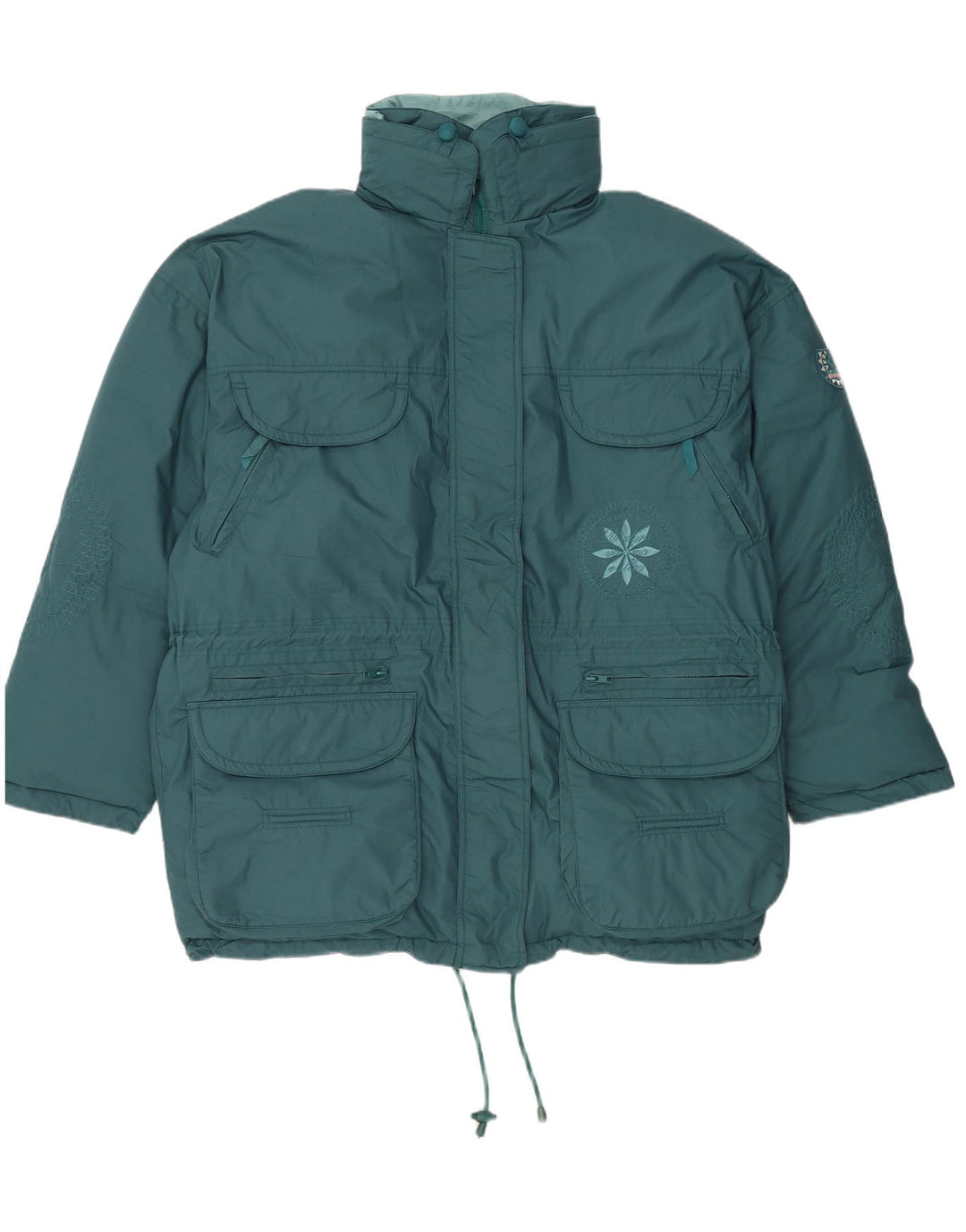 DIADORA Veste matelassée à capuche surdimensionnée pour femme UK 16 Large Bleu Floral