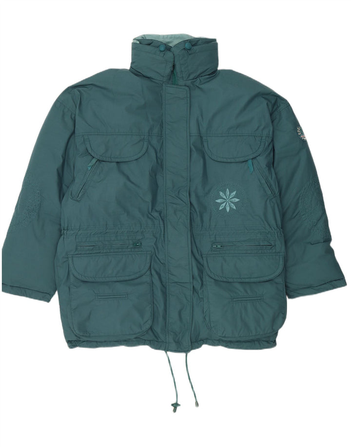 DIADORA Veste matelassée à capuche surdimensionnée pour femme UK 16 Large Bleu Floral