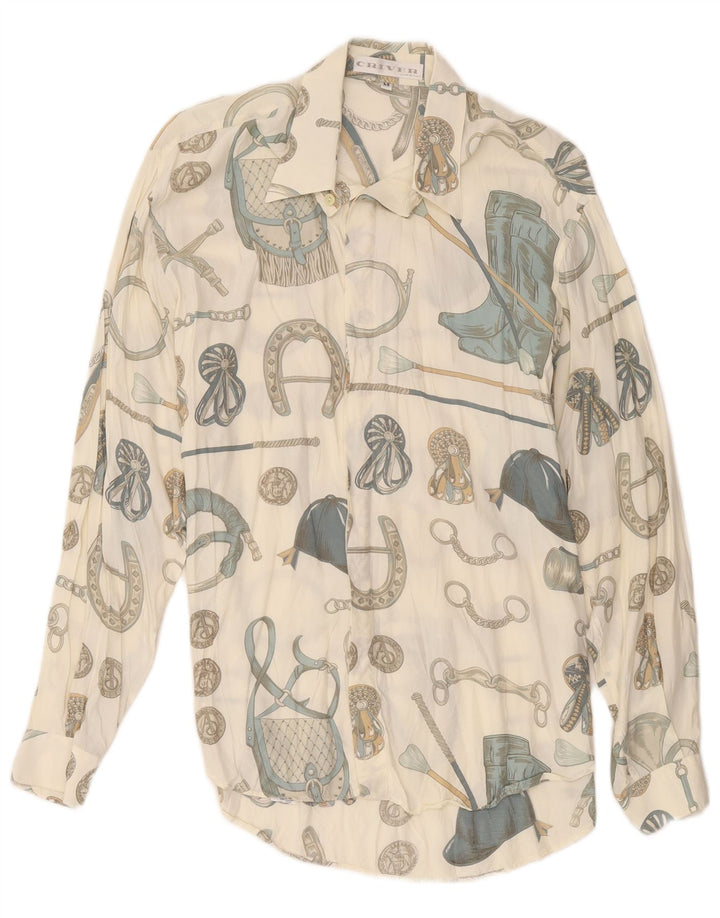 Criver Chemise à Motifs Abstraits Homme Blanc Moyen Viscose
