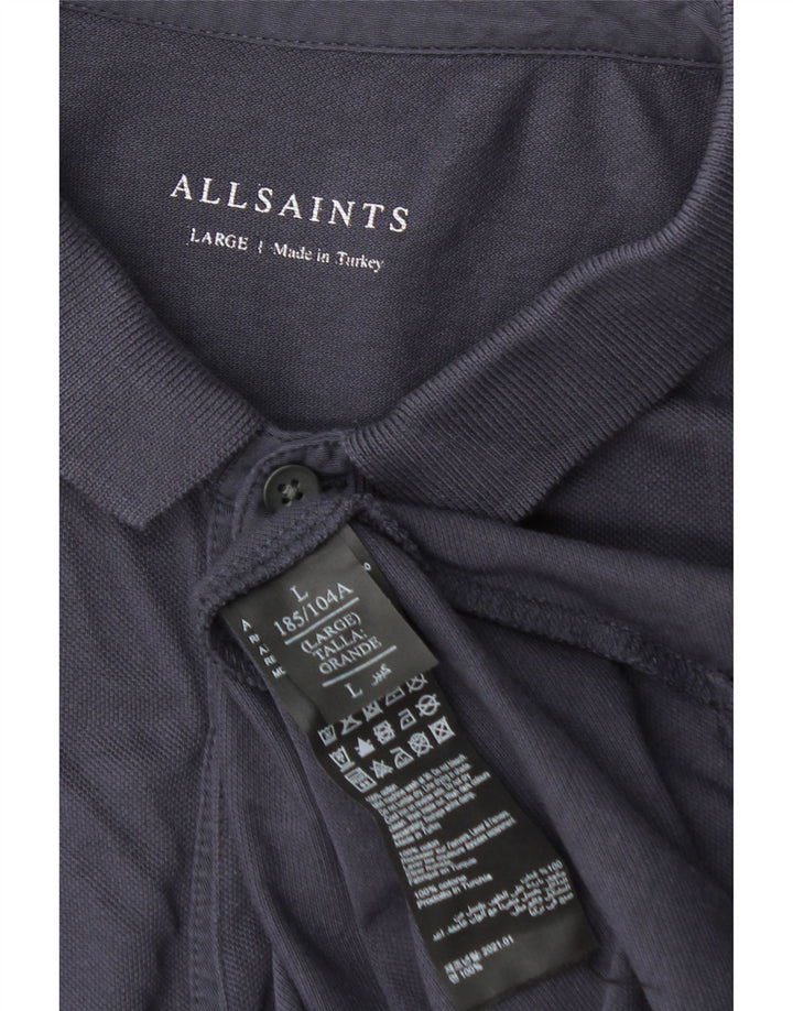 ALL SAINTS Polo Homme Large Bleu Marine Coton