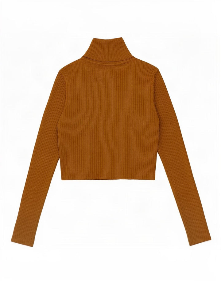 Zara Femme Crop Top Manches Longues UK 12 Beige Moyen