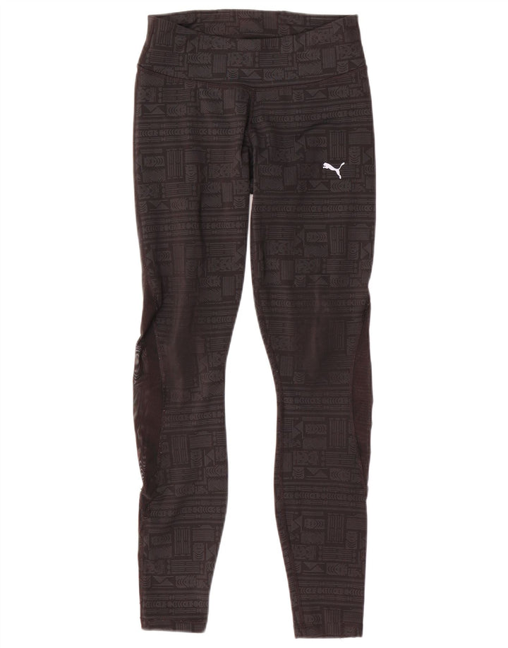 Puma Leggings Femme UK 40 Small Gris Géométrique Polyester