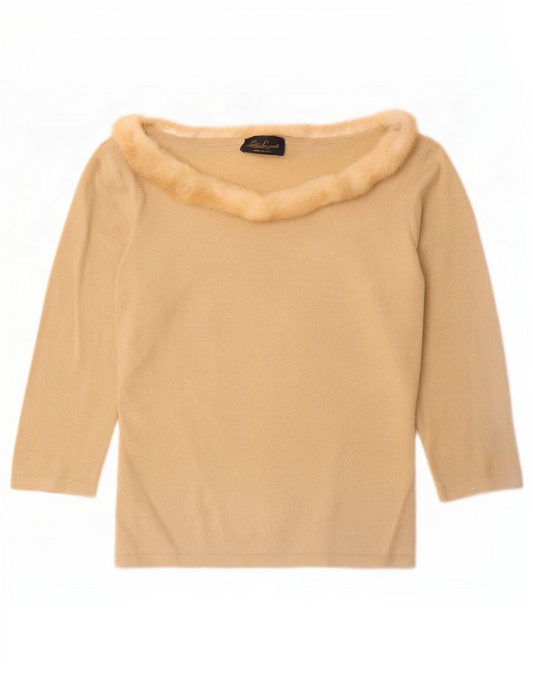 Luisa Spagnoli Haut Femme Manches 3/4 UK 12 Laine Beige Moyen