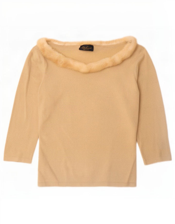 Luisa Spagnoli Haut Femme Manches 3/4 UK 12 Laine Beige Moyen