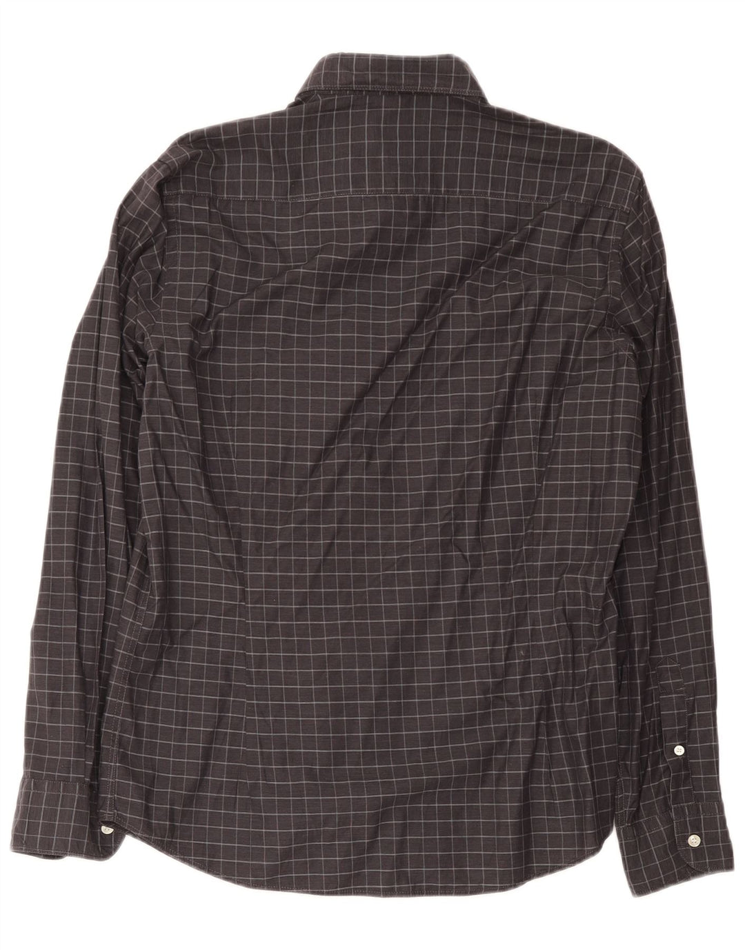 Massimo Dutti Chemise Homme Grand Carreau Gris Coton