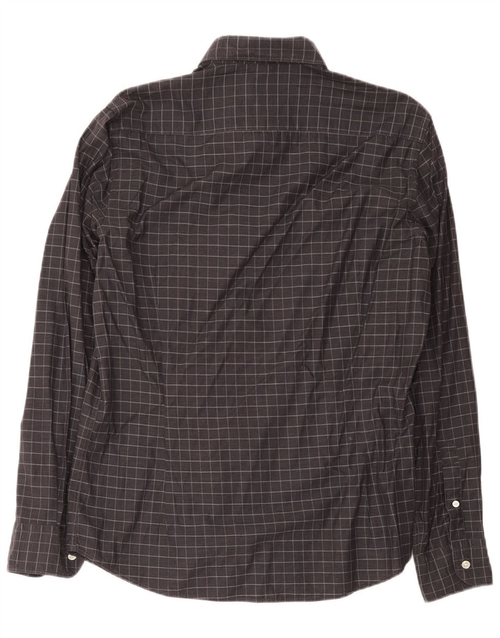 Massimo Dutti Chemise Homme Grand Carreau Gris Coton