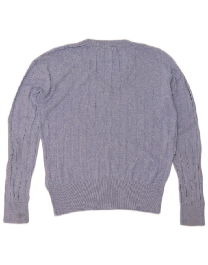 Marks & Spencer Pull col en V pour femme UK 10 Petit Bleu