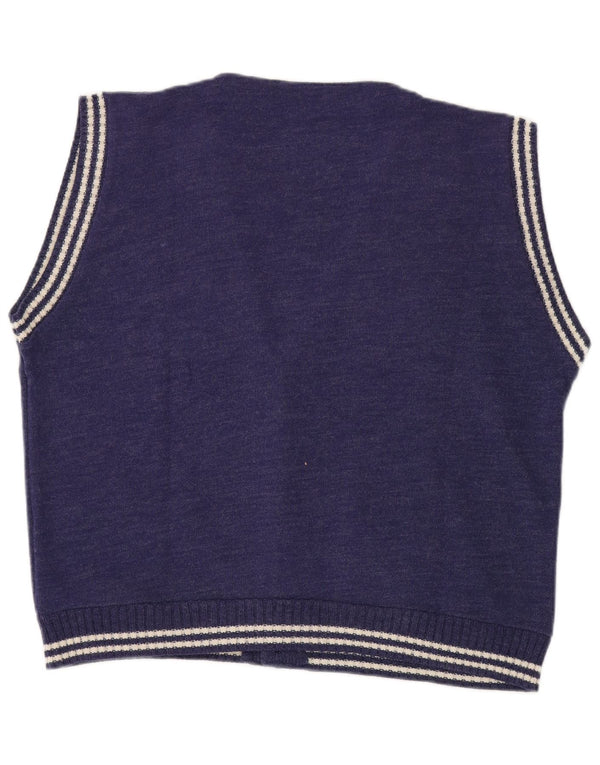 vintage Mens Cardigan sans manches Pull XL Bleu Marine