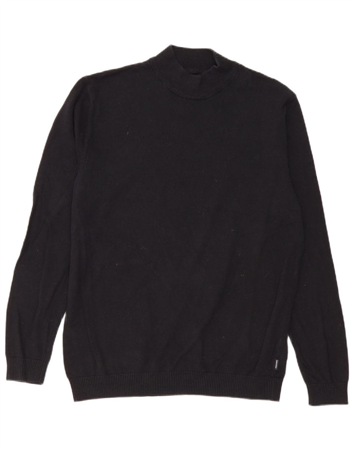 Jack & Jones Pull col roulé pour homme en coton noir Taille L