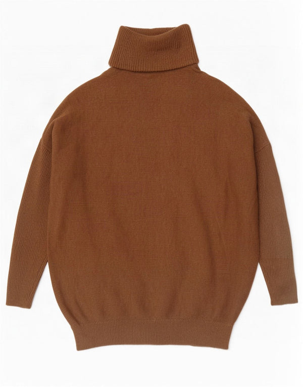Boden Pull surdimensionné à col roulé pour femme UK 10 Petit Marron Coton