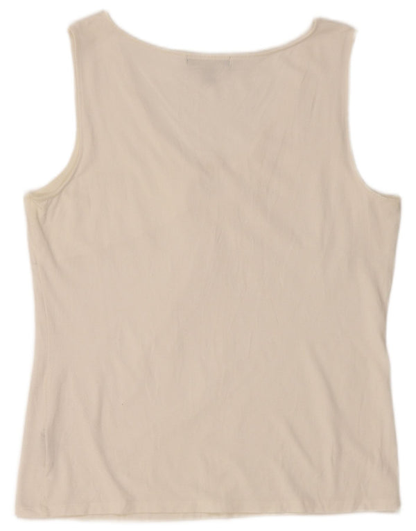 RALPH LAUREN Chemisier sans manches pour femme UK 18 XL Rayonne blanche