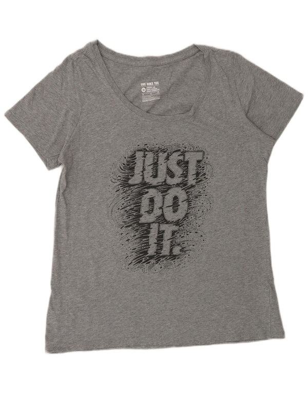 Nike T-shirt graphique pour femme UK 18 XL Gris Coton