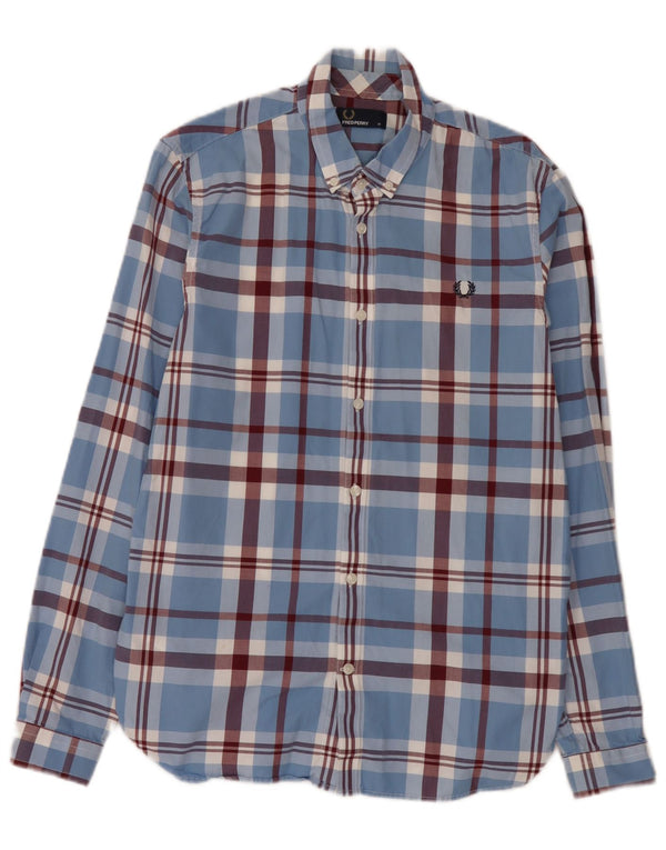 Fred Perry Chemise Homme Bleu Moyen Carreaux Coton