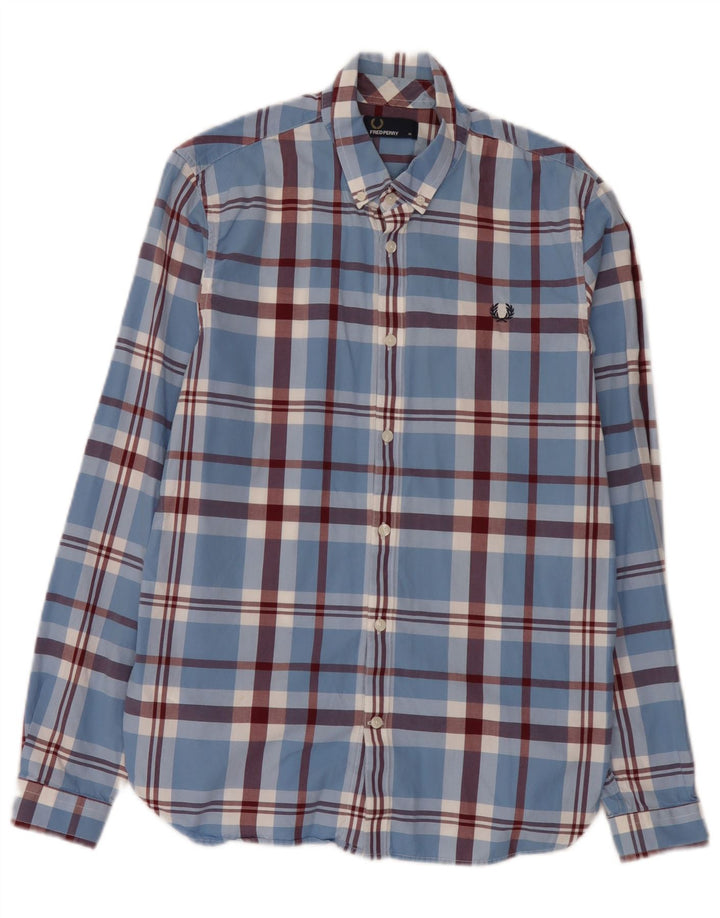 Fred Perry Chemise Homme Bleu Moyen Carreaux Coton