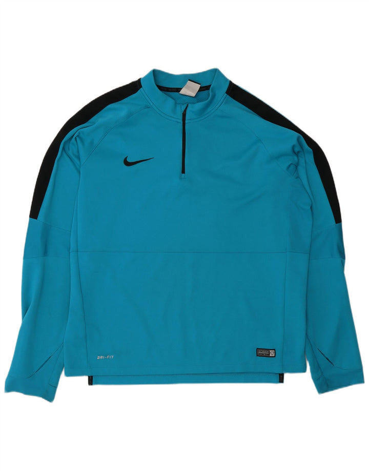 Nike Dri Fit Zip Neck Pull Survêtement Haut XL Bleu Colorblock
