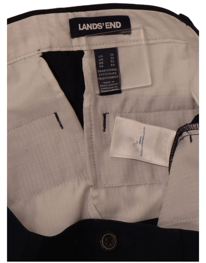 LANDS END Short Chino Homme W36 Large Bleu Marine Coton