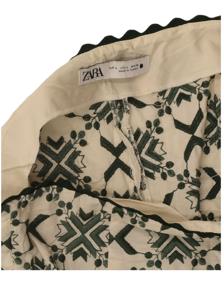 Zara Short décontracté pour femme Large W30 Blanc cassé géométrique