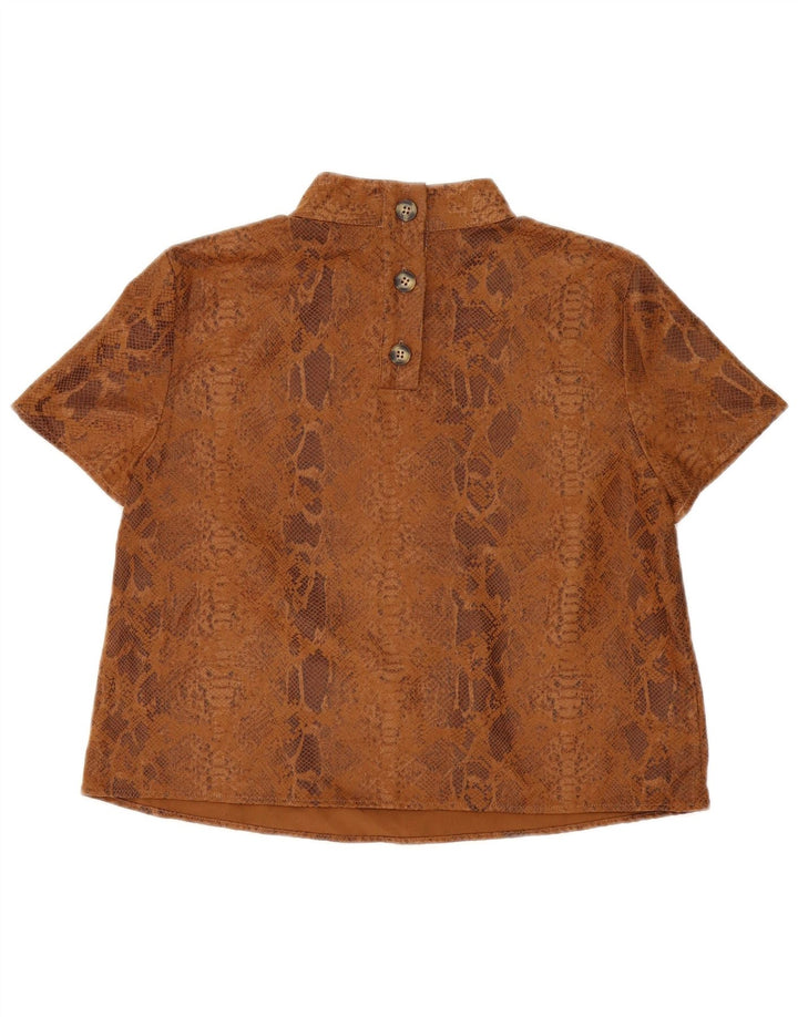 Zara Femme Chemisier Top UK 14 Polyester Imprimé Animal Marron Moyen