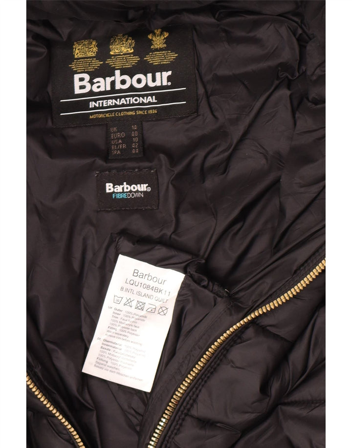Barbour Veste matelassée à capuche pour femme UK 14 Large Noir Polyamide