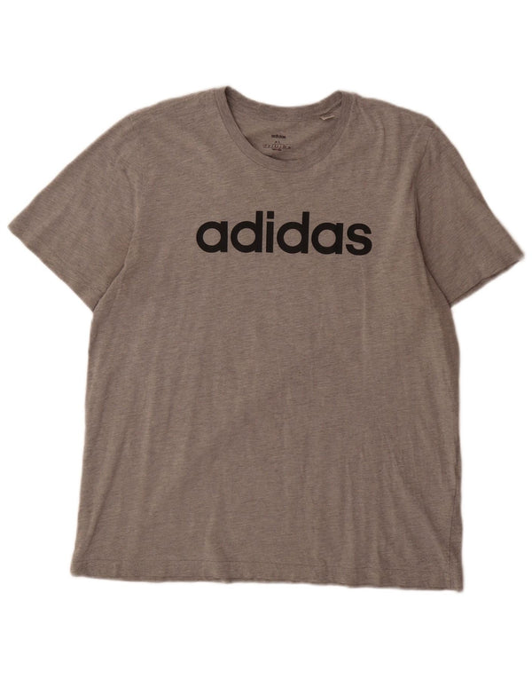 Adidas Mens Graphic T-Shirt Top XL Gris Moucheté Coton
