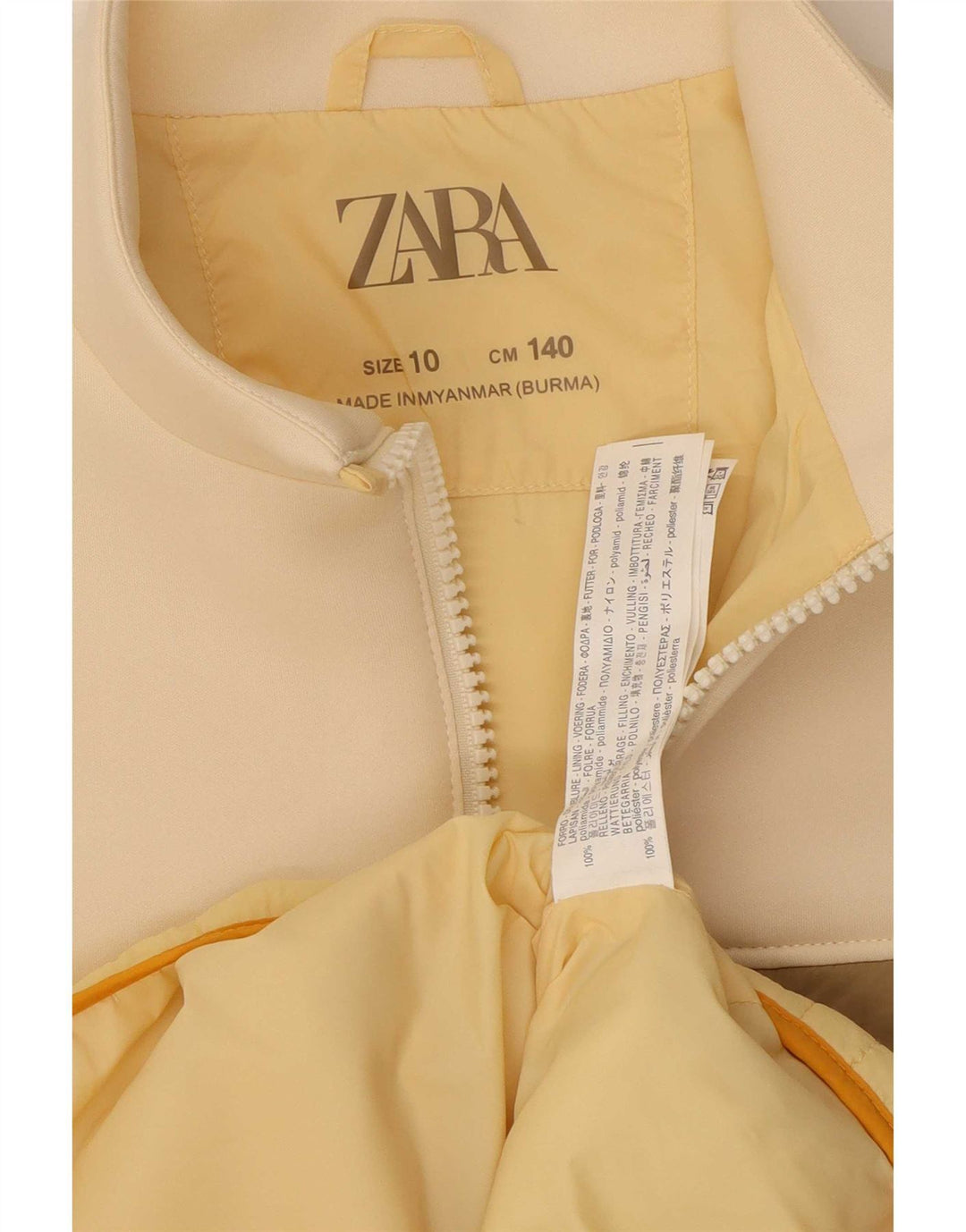 Zara Veste matelassée fille 9-10 ans Jaune Colourblock Polyamide