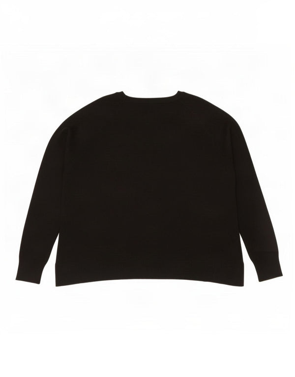 Zara Pull court surdimensionné à col bateau pour femme UK 10 Petit Noir