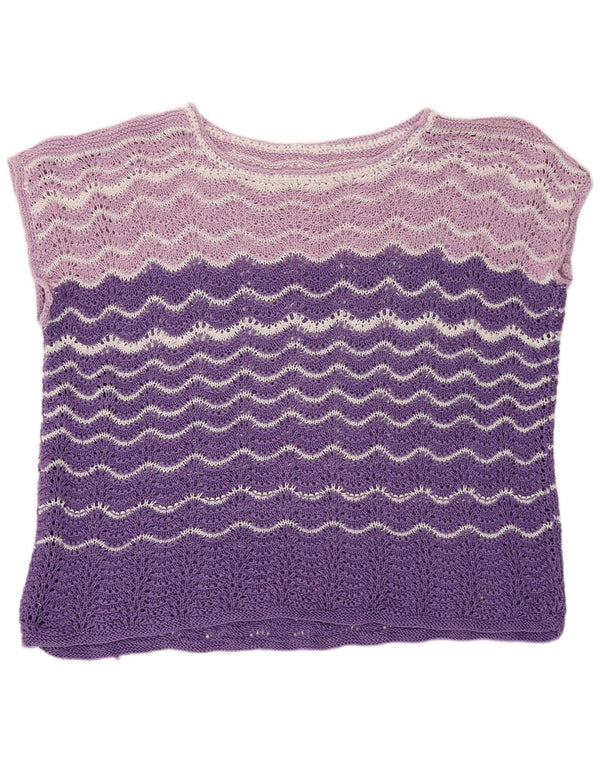 VINTAGE Femmes Voir À Travers Gilet Débardeur UK 20 2XL Violet Colourblock