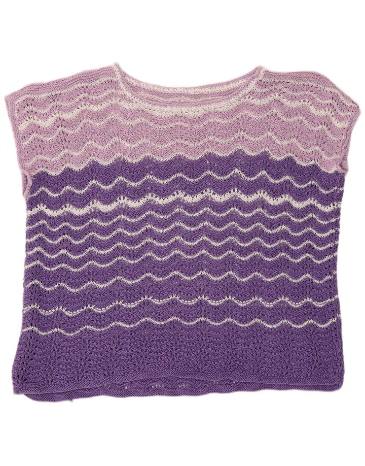 VINTAGE Femmes Voir À Travers Gilet Débardeur UK 20 2XL Violet Colourblock