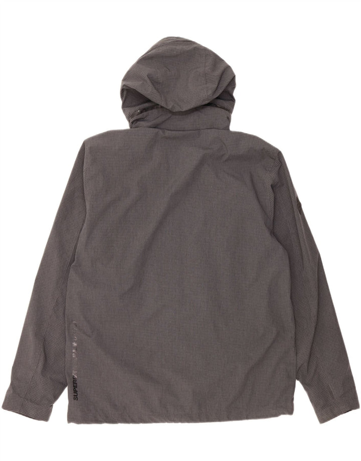 Superdry Veste de pluie à capuche graphique pour hommes UK 46 3XL Gris à carreaux Polyester