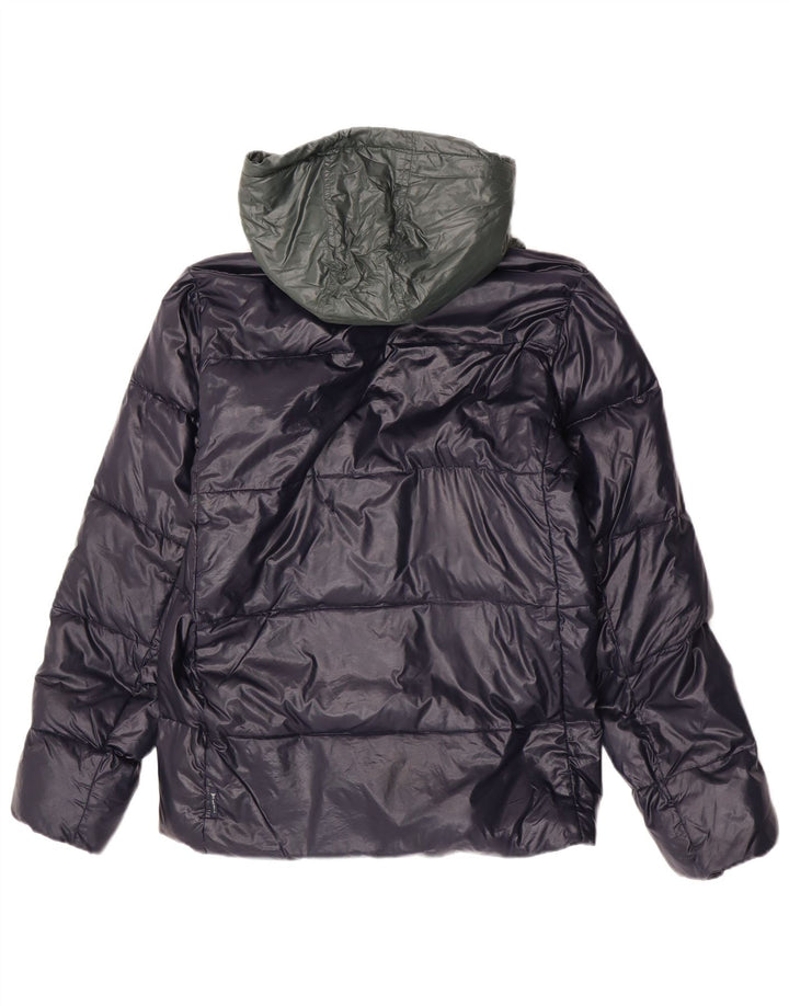 Armani Junior Veste matelassée à capuche pour garçon 15-16 ans Bleu marine Colourblock