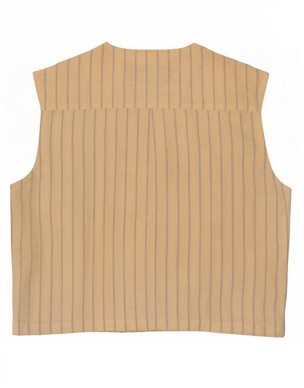 Gimel Womens Sleeveless Shirt Blouse XS Beige Striped Linen