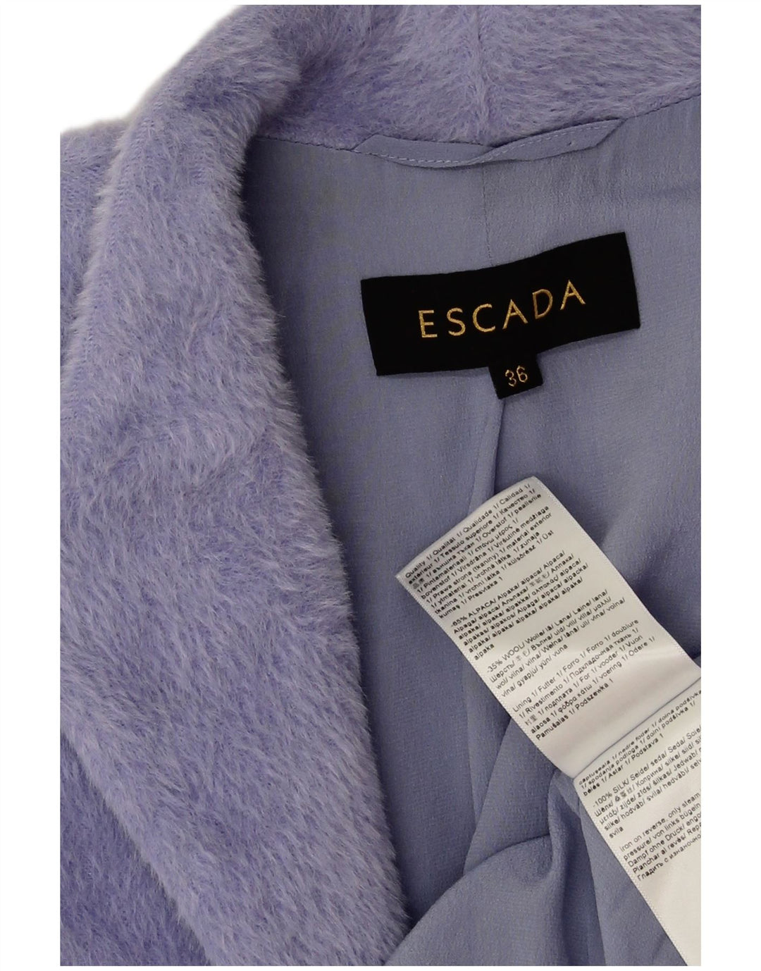 Escada Veste blazer ouverte surdimensionnée pour femme EU 36 Petite laine d'alpaga violette