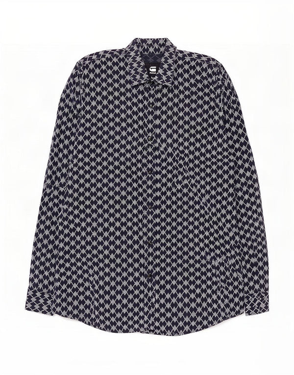 G-Star Chemise Homme Bleu Marine Moyen Géométrique Coton