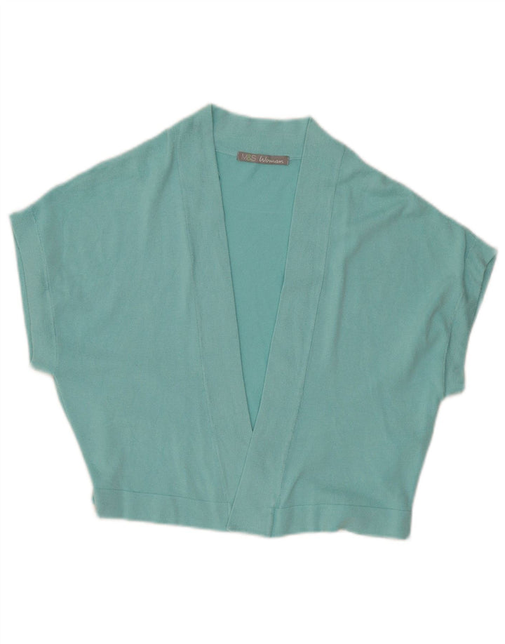 Marks & Spencer Pull cardigan ouvert court pour femme UK 12 Turquoise moyen