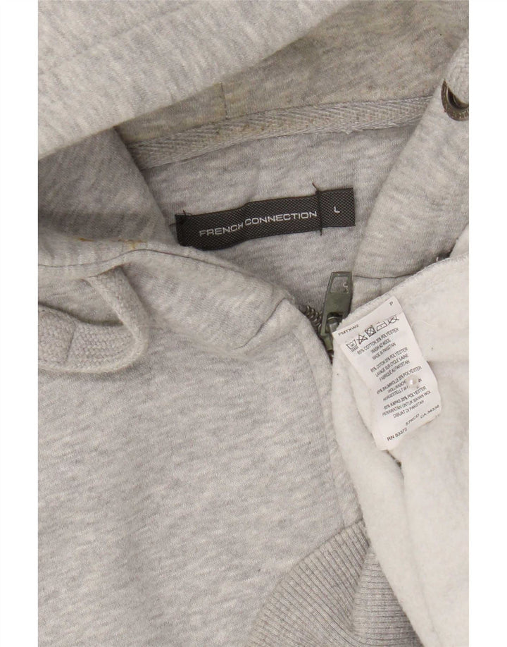 French Connection Pull à capuche zippé graphique coupe régulière pour homme, grand gris