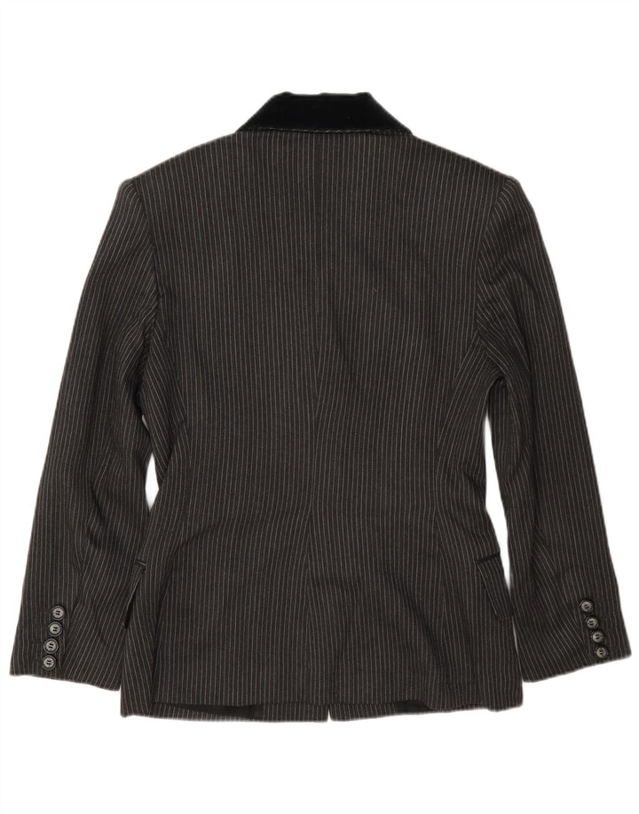 Laura Biagiotti Veste blazer à 3 boutons pour femme IT 42 Gris moyen à fines rayures