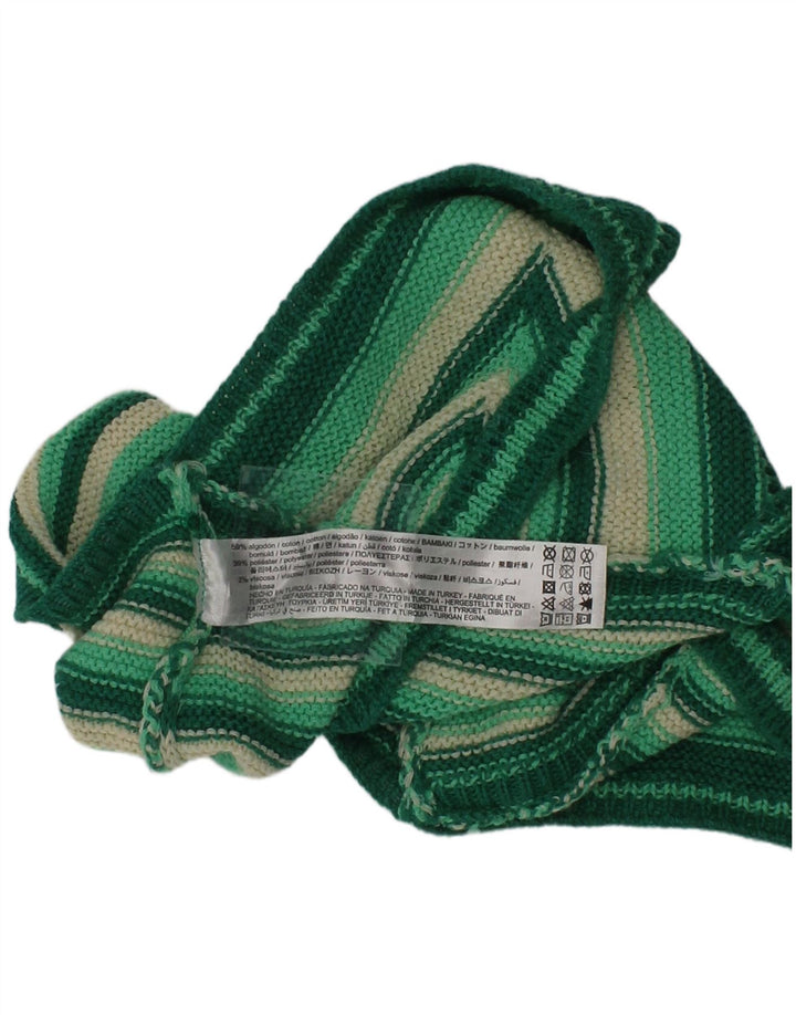 Zara Femme Top Court En Tricot Coton Rayé Vert Moyen