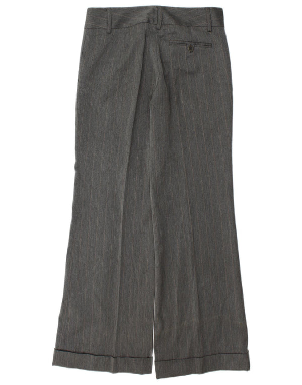 Zara Pantalon chino large pour femme EU 38 Small W28 L30 Gris rayé