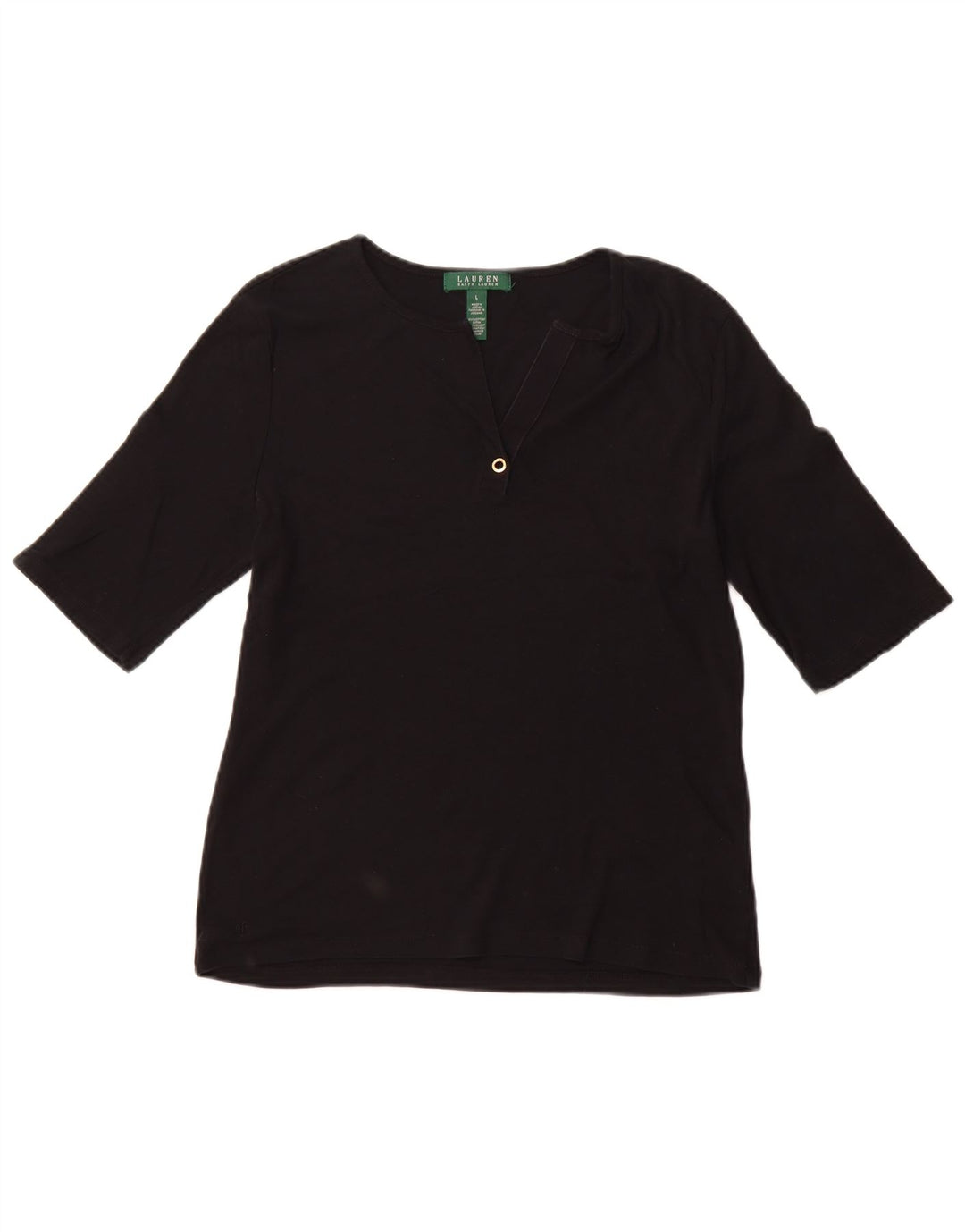 RALPH LAUREN T-Shirt Femme Top Large Noir Coton