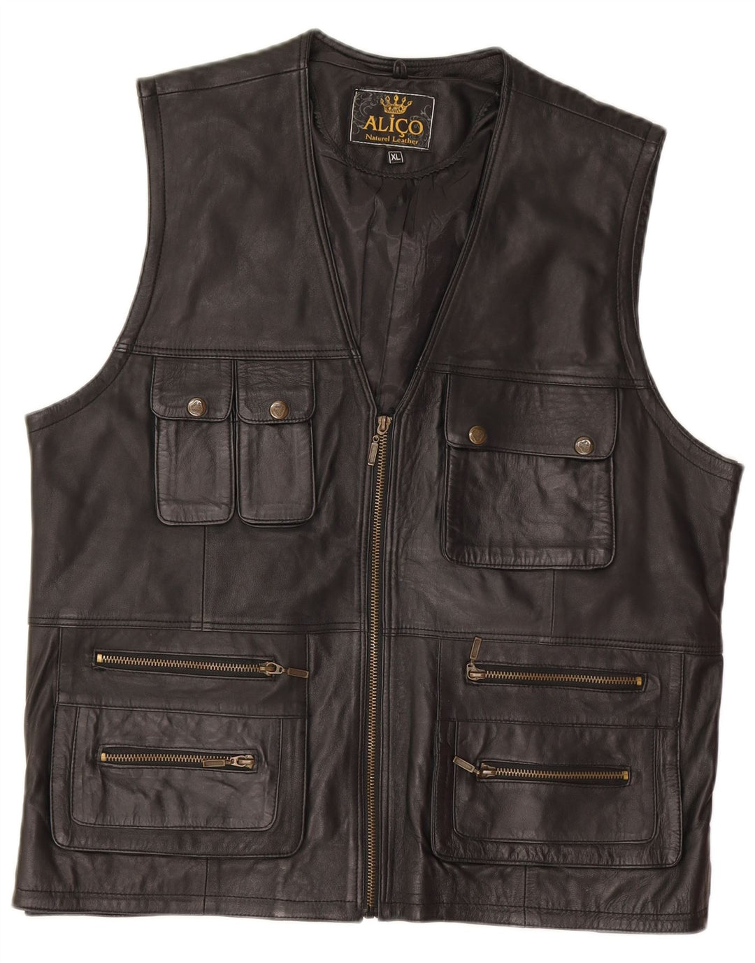 Gilet en cuir homme vintage UK 42 XL Cuir noir