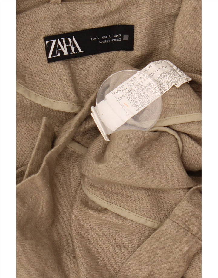 Zara Veste blazer courte surdimensionnée à double boutonnage pour femme UK 16 Large Kaki