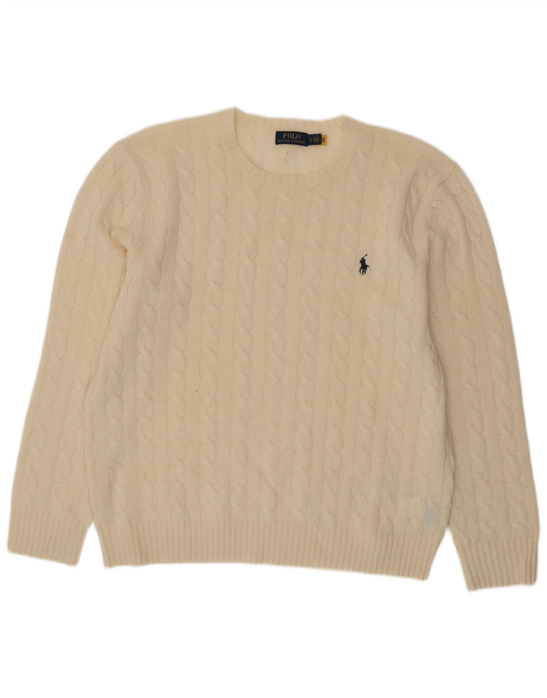 POLO RALPH LAUREN Pull ras du cou pour homme XL en laine blanc cassé