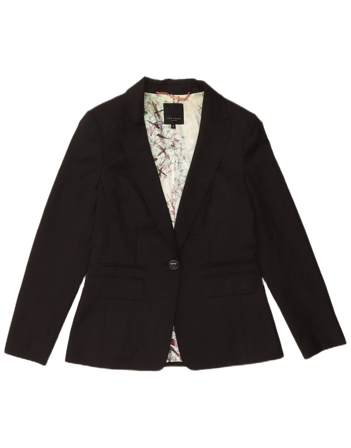 Ted Baker Veste blazer à 1 bouton pour femme Taille 3 Laine noire moyenne