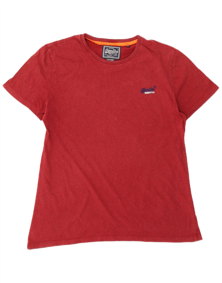 Superdry Homme T-Shirt Top Large Rouge Coton